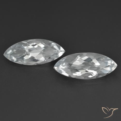 3.4 ct Loose White Topaz, 11.9 x 5 mm Marquise Checkerboard From Brazil, Photo A