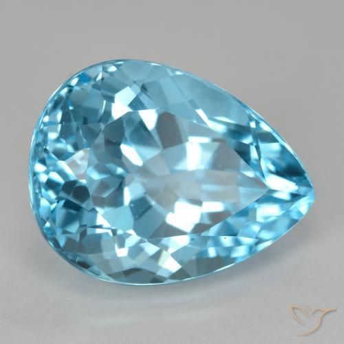 12.74 ct Blue Topaz Stone, Natural Topaz in Pear Facet Shape for Sale
