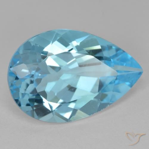 11.62 ct Blue Topaz Stone, Natural Topaz in Pear Facet Shape for Sale