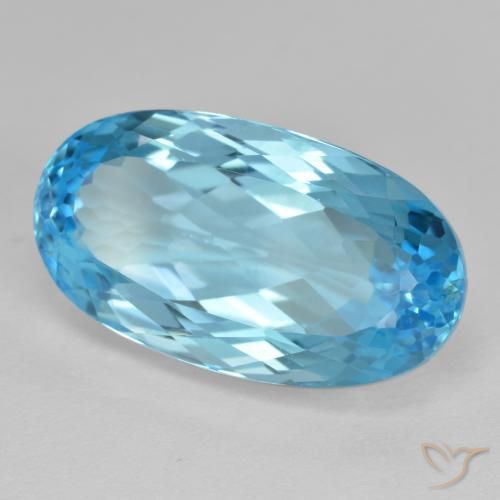 13.52 ct Blue Topaz Stone, Natural Topaz in Oval Facet Shape for Sale