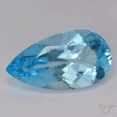 13.99ct Natural Swiss Blue Topaz, Pear Shape, VS-SI