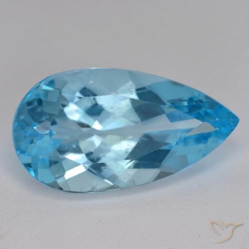 13.99 ct Blue Topaz Stone, Natural Topaz in Pear Facet Shape for Sale