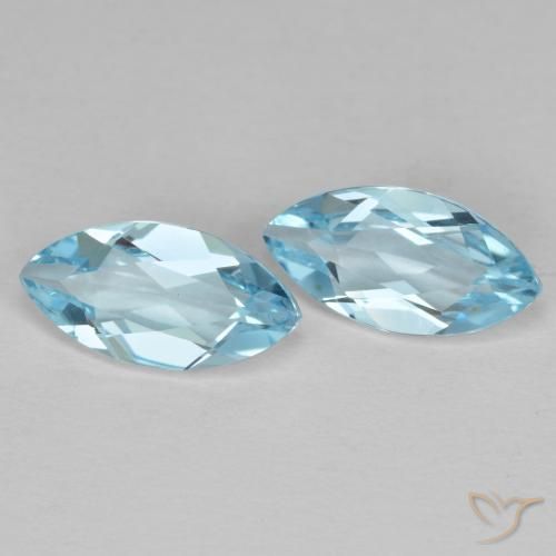 2.58 ctw Blue Topaz Stones, Natural Topaz in Marquise Facet Shape for Sale