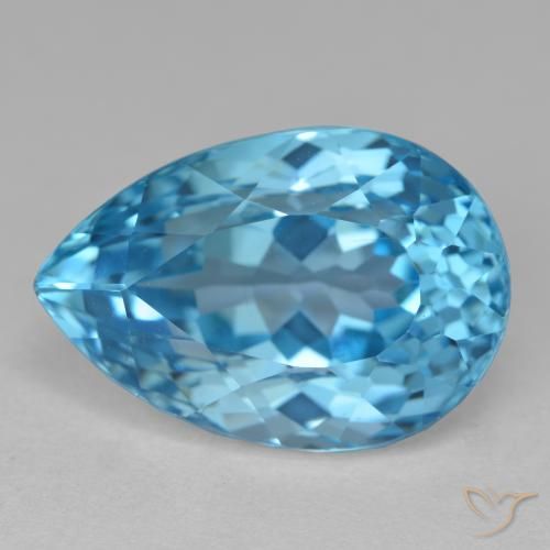 15.71ct Natural Swiss Blue Topaz, Pear Shape, VVS-VS