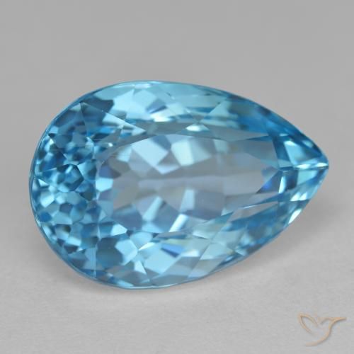 15.71 ct Blue Topaz Stone, Natural Topaz in Pear Facet Shape for Sale