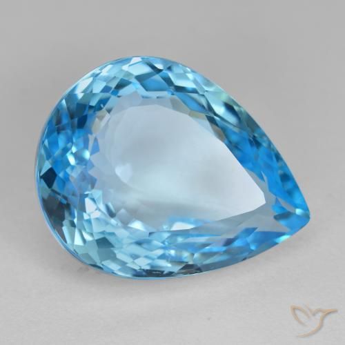 19.07 ct Blue Topaz Stone, Natural Topaz in Pear Facet Shape for Sale