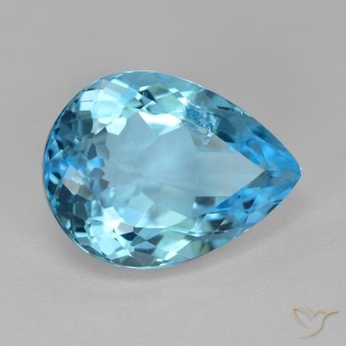 14.54 ct Blue Topaz Stone, Natural Topaz in Pear Facet Shape for Sale