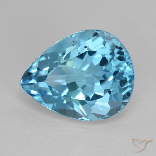 14.30ct Natural Swiss Blue Topaz, Pear Shape, VVS-VS