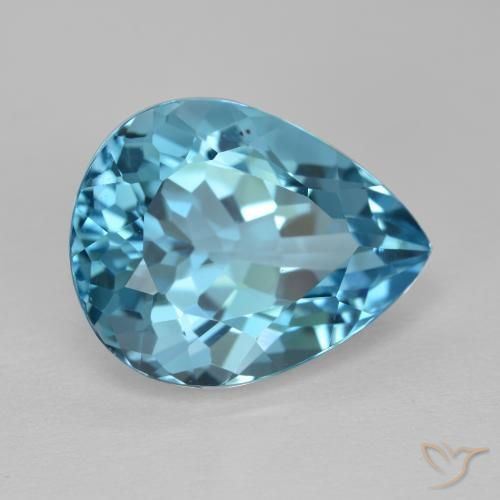 14.30 ct Blue Topaz Stone, Natural Topaz in Pear Facet Shape for Sale