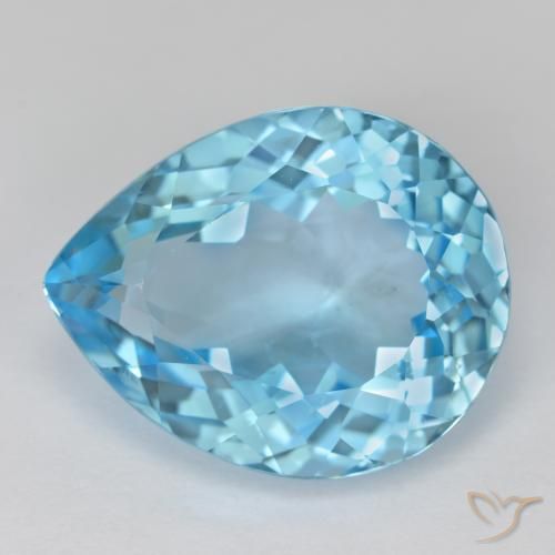 16.84ct Natural Sky Blue Topaz, Pear Shape, VVS-VS