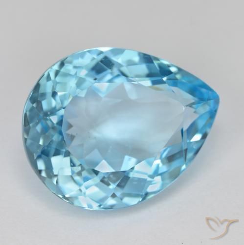 16.84 ct Blue Topaz Stone, Natural Topaz in Pear Facet Shape for Sale