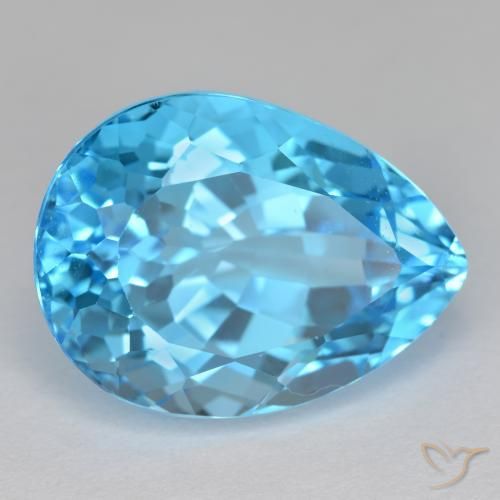 17.71 ct Blue Topaz Stone, Natural Topaz in Pear Facet Shape for Sale
