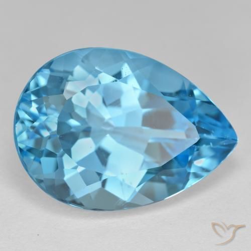 18.96 ct Blue Topaz Stone, Natural Topaz in Pear Facet Shape for Sale