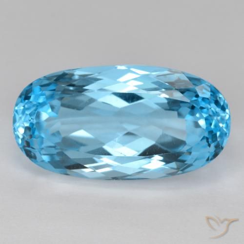 17.49 ct Blue Topaz Gemstone, Topaz Gem in Oval Facet Shape for Sale.