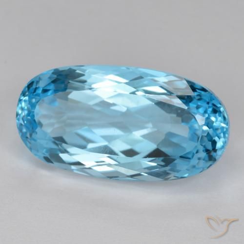 17.49 ct Blue Topaz Stone, Natural Topaz in Oval Facet Shape for Sale