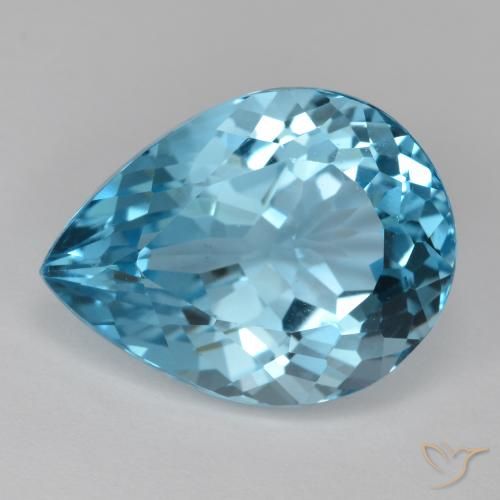 18.47ct Natural Swiss Blue Topaz, Pear Shape, VVS-VS