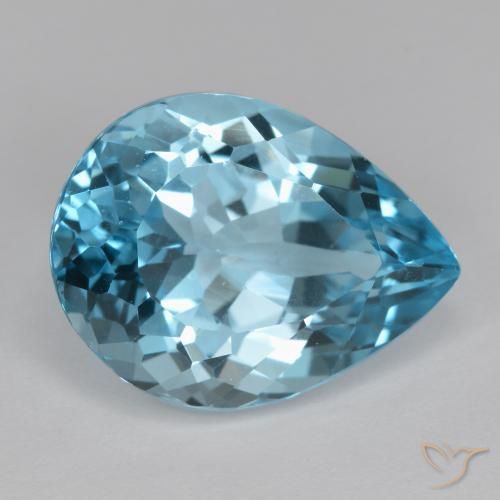 18.47 ct Blue Topaz Stone, Natural Topaz in Pear Facet Shape for Sale