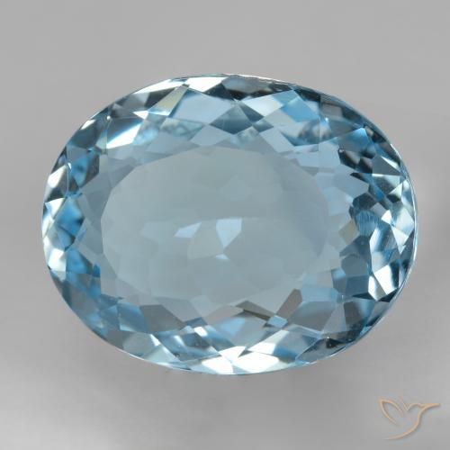 18.39 ct Blue Topaz Stone, Natural Topaz in Oval Facet Shape for Sale