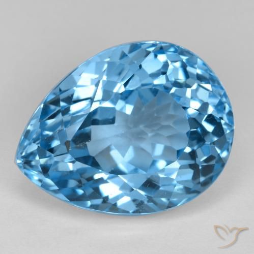 17.7ct Pear Facet Blue Topaz from Brazil, Dimension 17.5 x 13.4mm, Natural irradiated Gemstone, VVS-VS Clarity, 1 piece Topaz in Deep Baby Blue Color, Mohs Hardness of 8 suitable for daily wear jewelry, Symbolizes Good Health, Photo A