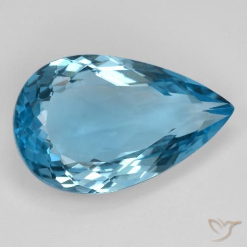 16.70 ct Blue Topaz Stone, Natural Topaz in Pear Facet Shape for Sale