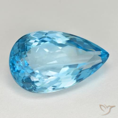 15.94 ct Blue Topaz Stone, Natural Topaz in Pear Facet Shape for Sale