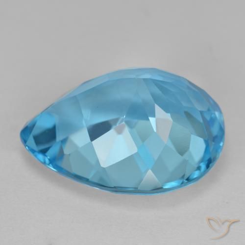 19.5ct Loose Swiss Blue Topaz Gemstone Pear Cut 19 x 14.9 mm