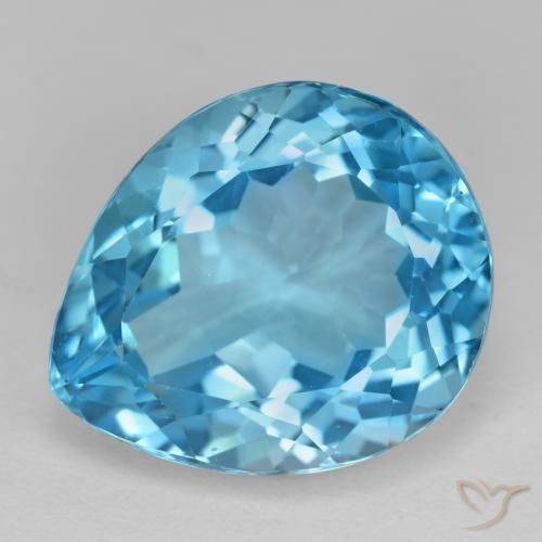 18.72ct Natural Swiss Blue Topaz, Pear Shape, VVS-VS