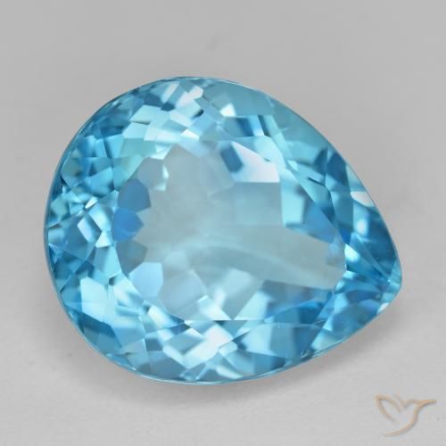 18.72 ct Blue Topaz Stone, Natural Topaz in Pear Facet Shape for Sale