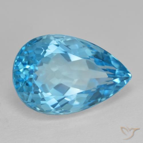 16.77 ct Blue Topaz Stone, Natural Topaz in Pear Facet Shape for Sale