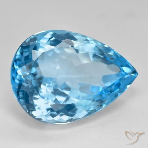 26.91 ct Blue Topaz Stone, Natural Topaz in Pear Facet Shape for Sale