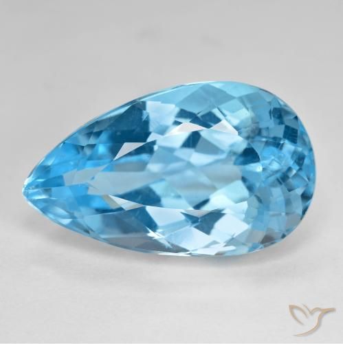 21.44ct Natural Swiss Blue Topaz, Pear Shape, VS