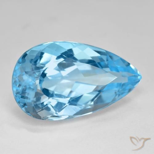 21.44 ct Blue Topaz Stone, Natural Topaz in Pear Facet Shape for Sale