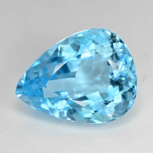 Swiss Blue Topas Edelstein - 21.6ct Birnen Schliff (ID: 578746)