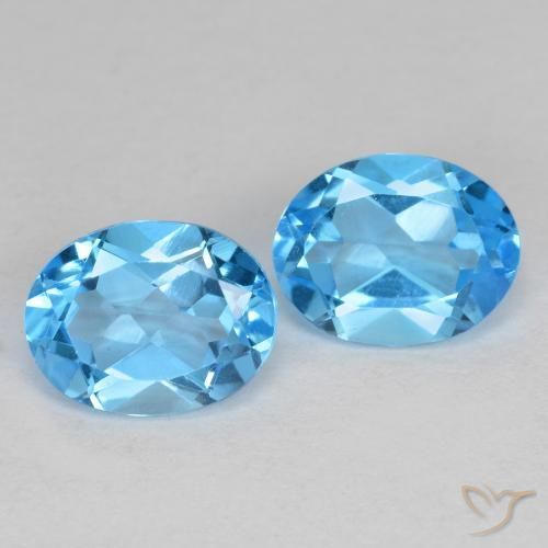 4.67 ctw Blue Topaz Stones, Natural Topaz in Oval Facet Shape for Sale