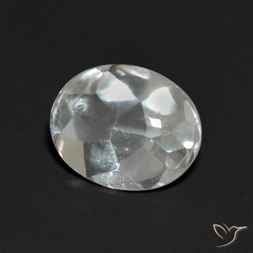 3.51 ct White Topaz Stone, Natural Topaz in Oval Buff-Top Shape for Sale