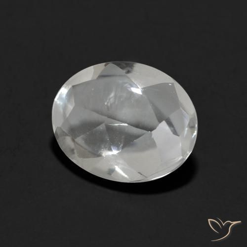 3.30 ct White Topaz Stone, Natural Topaz in Oval Buff-Top Shape for Sale