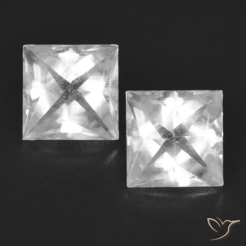 4.44 ctw White Topaz Stones, Natural Topaz in Square Buff-Top Shape for Sale
