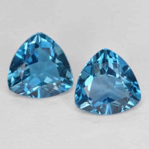 Blu London Topazio Gem - 0.9ct Sfaccettatura trilliant (ID: 585625)