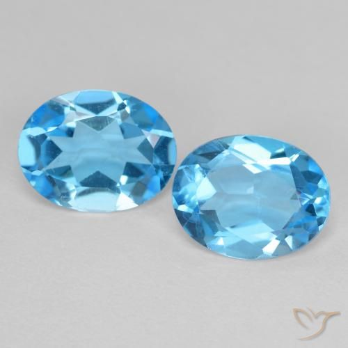 3.85 ctw Blue Topaz Stones, Natural Topaz in Oval Facet Shape for Sale