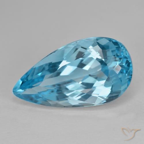 15.43ct Natural Swiss Blue Topaz, Pear Shape, VVS-VS
