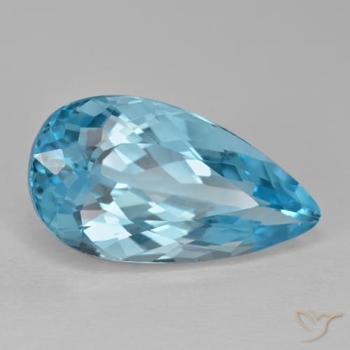 15.43 ct Blue Topaz Stone, Natural Topaz in Pear Facet Shape for Sale