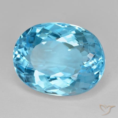 21.25 ct Blue Topaz Stone, Natural Topaz in Oval Facet Shape for Sale