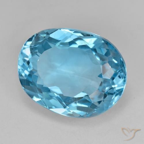 19.96 ct Blue Topaz Stone, Natural Topaz in Oval Facet Shape for Sale