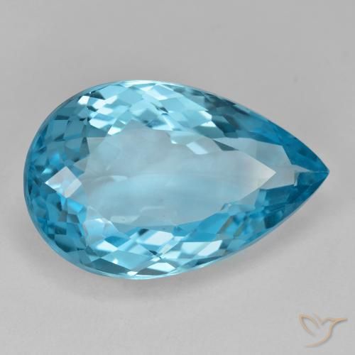 21.08 ct Blue Topaz Stone, Natural Topaz in Pear Facet Shape for Sale