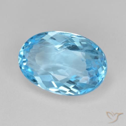 11.58 ct Blue Topaz Stone, Natural Topaz in Oval Facet Shape for Sale