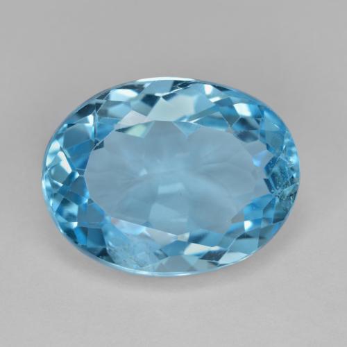 15.9 x 12.3mm Oval Facet Blue Topaz from Brazil, Weight of 11.7ct, Natural irradiated Gemstone in VS Clarity, 1pc Topaz - Color: Deep Azure Blue, Mohs Hardness of 8 suitable for daily wear jewelry, Sagittarius Zodiac Stone, Photo A