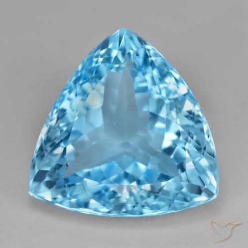 20.1 ct Loose Swiss Blue Topaz, 17.8 x 17.5 mm Trillion Cut From Brazil, Photo A