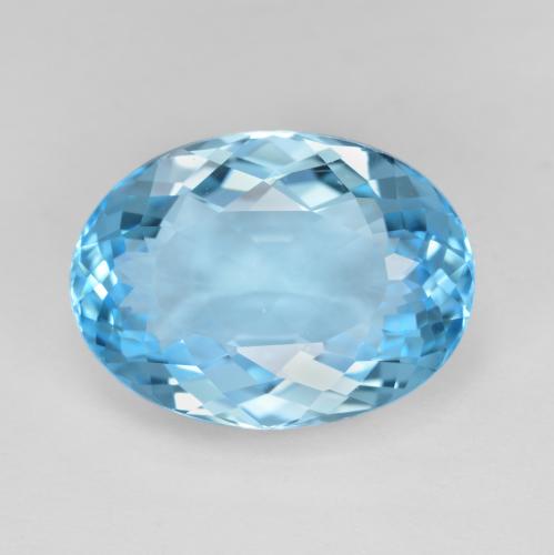 16.4 x 12mm Oval Facet Blue Topaz from Brazil, Weight of 12.14ct, Natural irradiated Gemstone in VS Clarity, 1pc Topaz - Color: Deep Azure Blue, Mohs Hardness of 8 suitable for daily wear jewelry, Golden Stone, Photo A