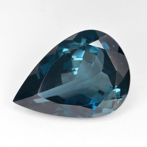 22.52ct Pear Facet Blue Topaz from Brazil, Dimension 22.2 x 16mm, IF Clarity, Natural irradiated gemstone, 1pc Topaz in Dark Blue Color, Mohs Hardness of 8 suitable for daily wear jewelry, November Birthstone, Photo A