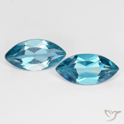2.23 ct Loose London Blue Topaz, 9.8 x 5.1 mm Marquise Cut From Brazil, Photo A